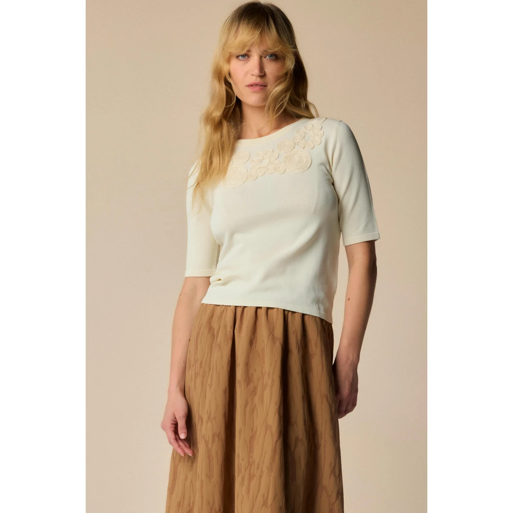 Kocca Stijlvolle Ronde Hals Trui White Dames