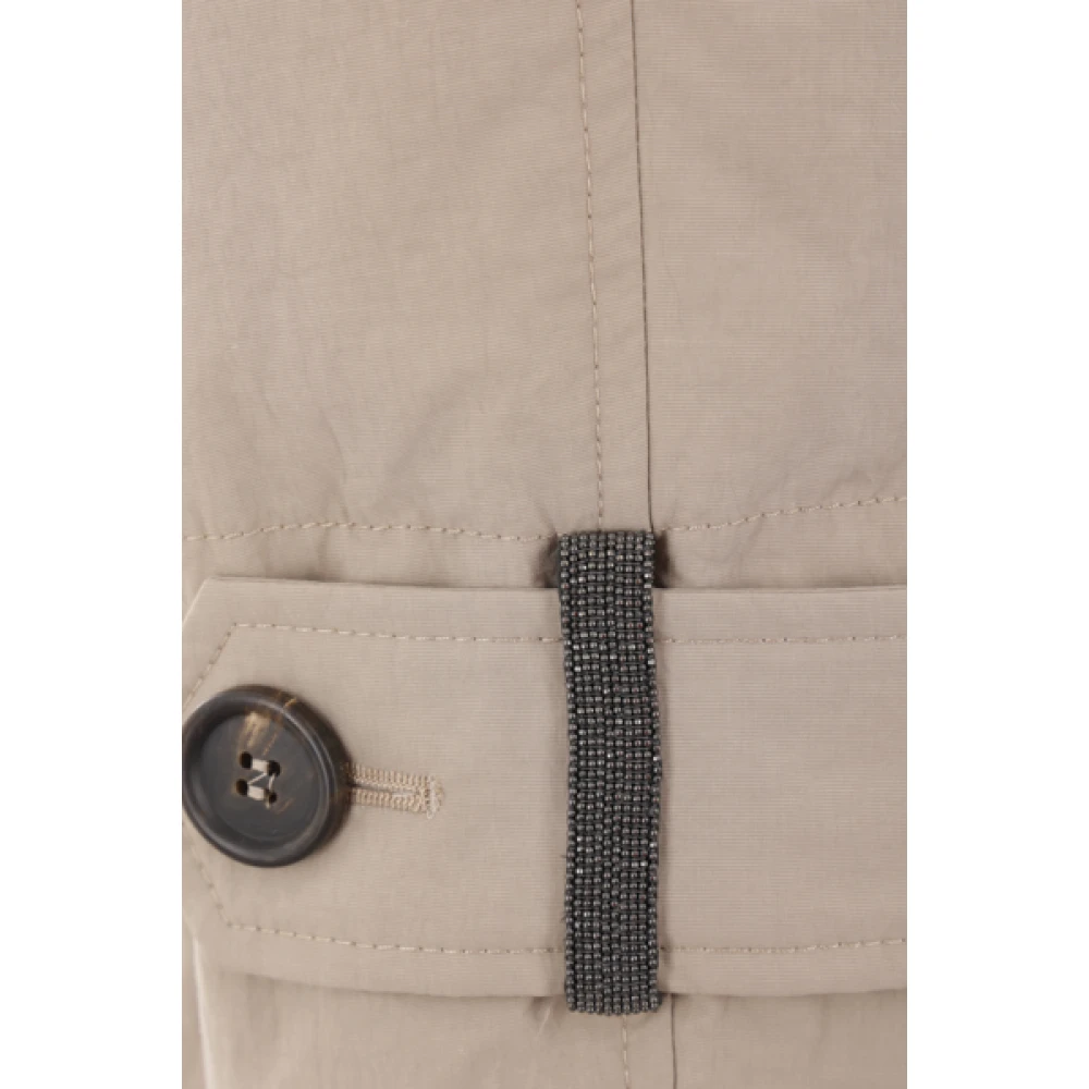 BRUNELLO CUCINELLI Beige Technische Katoenen Jas Beige Dames