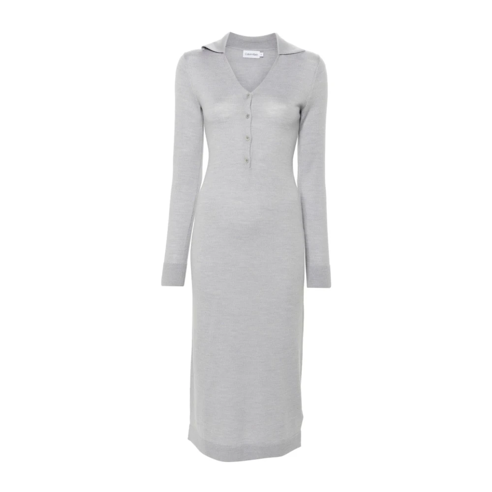 Calvin Klein Grijze Jurk Herfst Winter Collectie Gray Dames