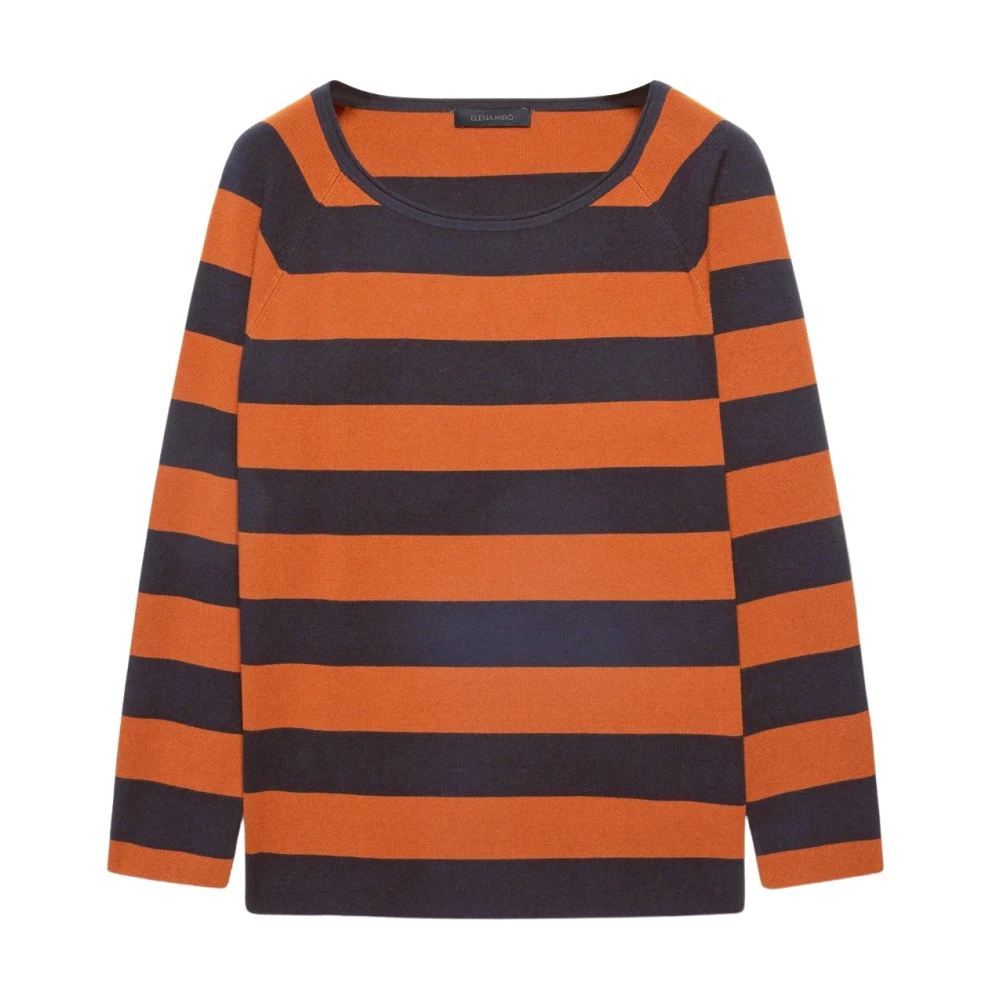 Elena Mirò Gestreepte Boxy Top van Eco Viscose Multicolor Dames