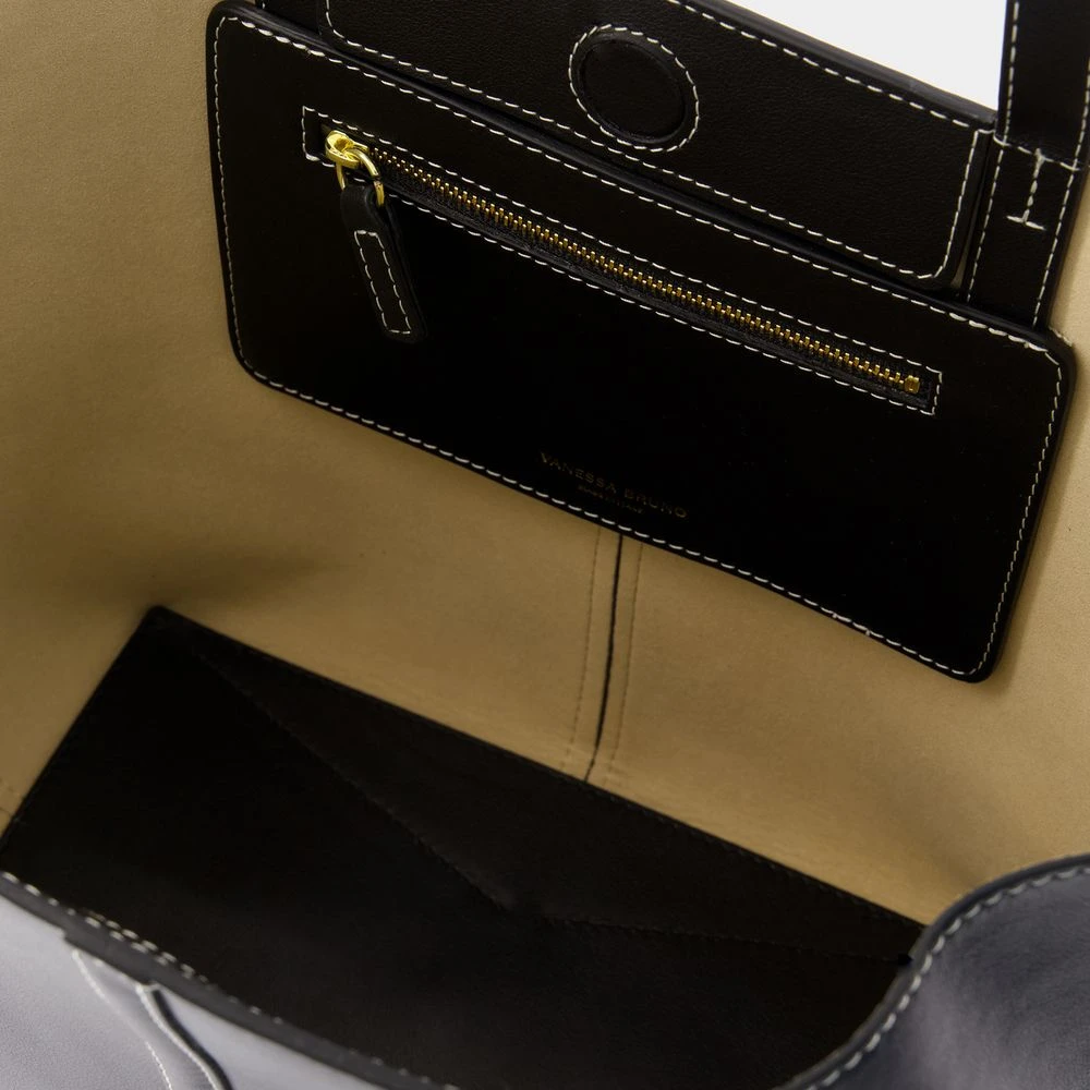 Vanessa Bruno Zwarte Leren Shopper Tas Black Dames