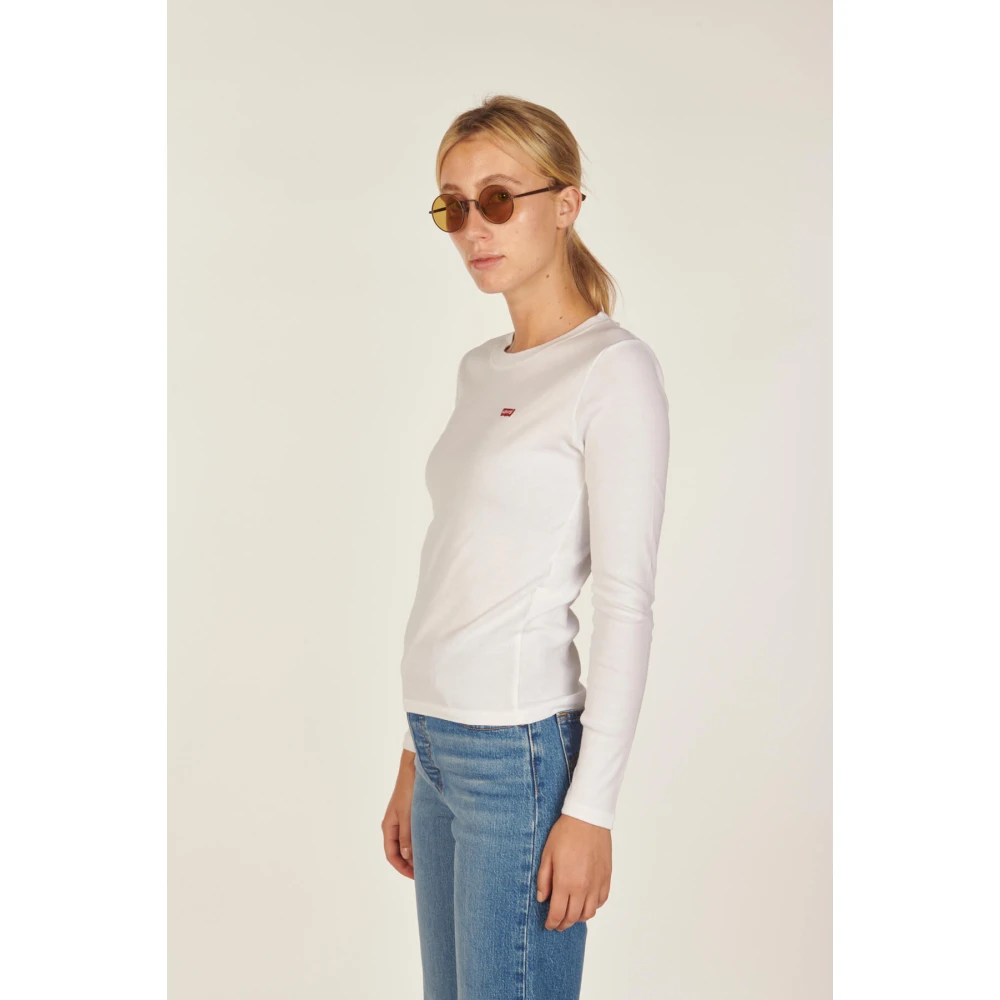 Levi's Witte longsleeve baby tee met choker detail White Dames