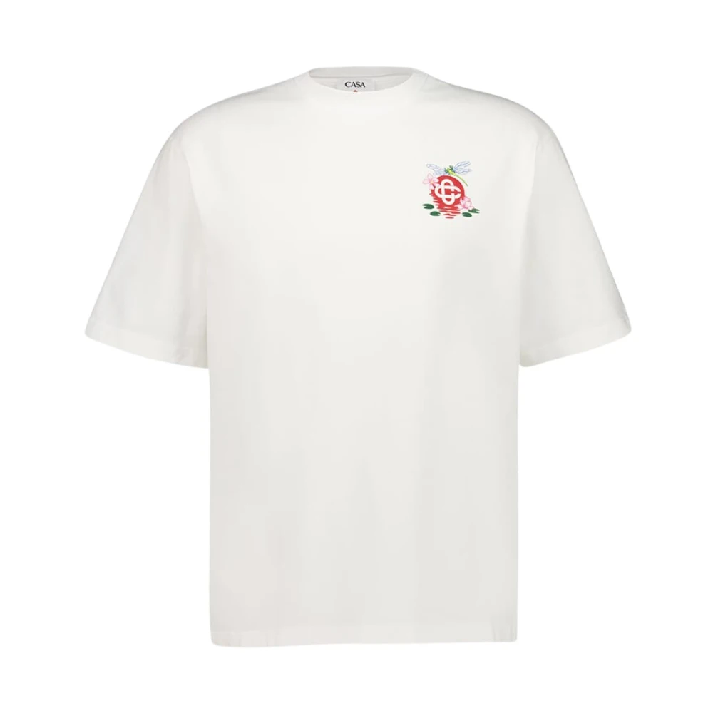 Casablanca Men's White T-Shirts, L, Dragonfly Floral Oversized T-Shirt