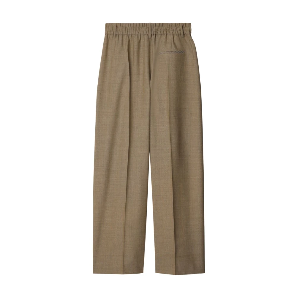 Burberry Herringbone Wool Trousers Beige Heren