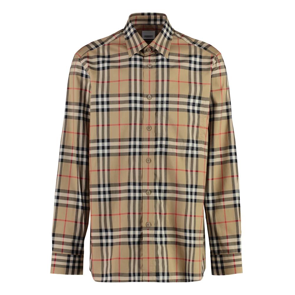 Burberry Katoenen Geruite Shirt Ronde Zoom Beige Heren