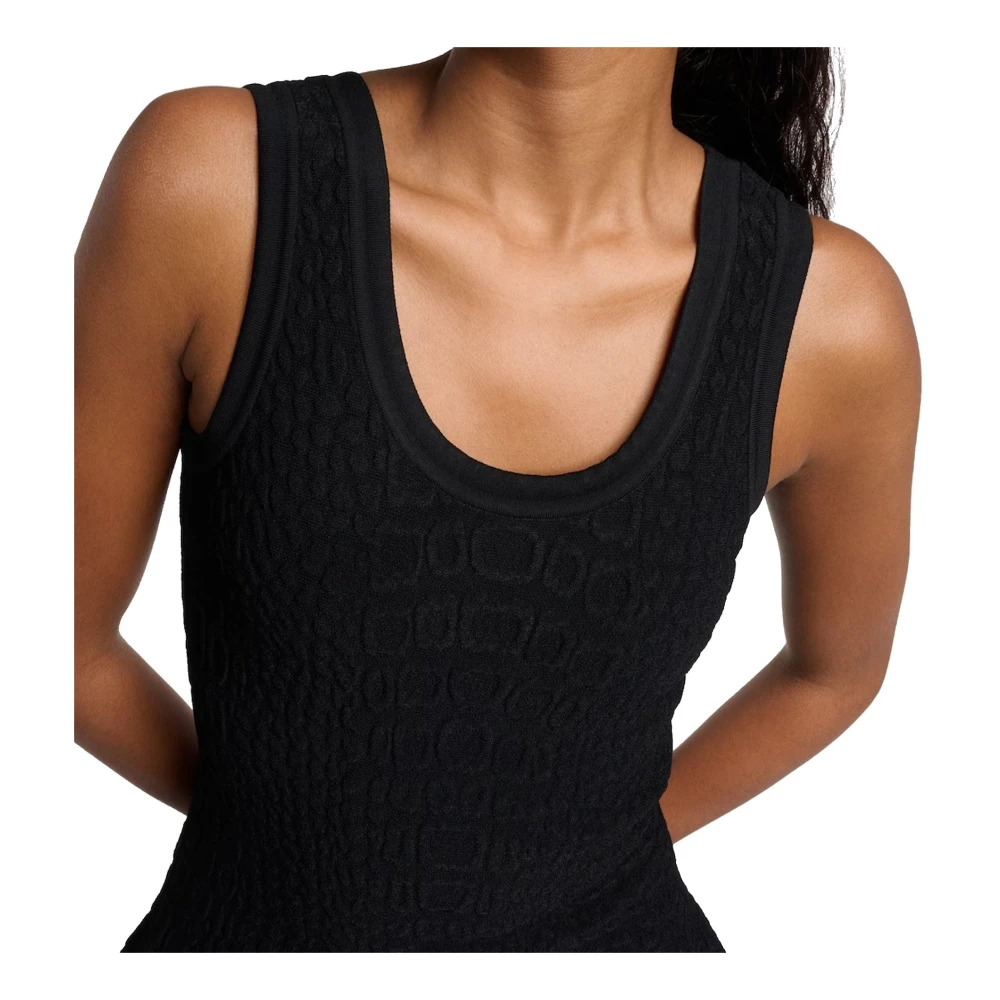 Alaïa Croco Mini Jurk Mouwloos Zijrits Black Dames