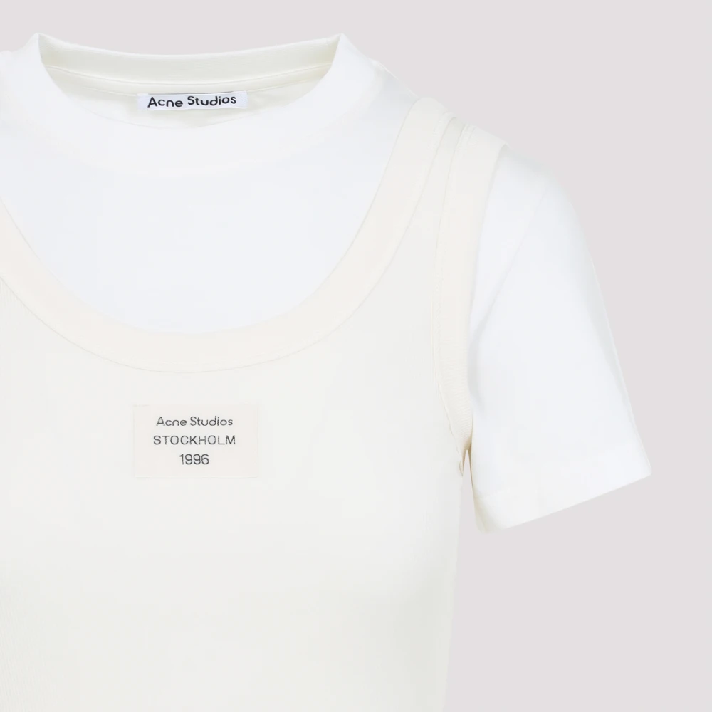 Acne Studios Casual Katoenen T-shirt Beige Dames