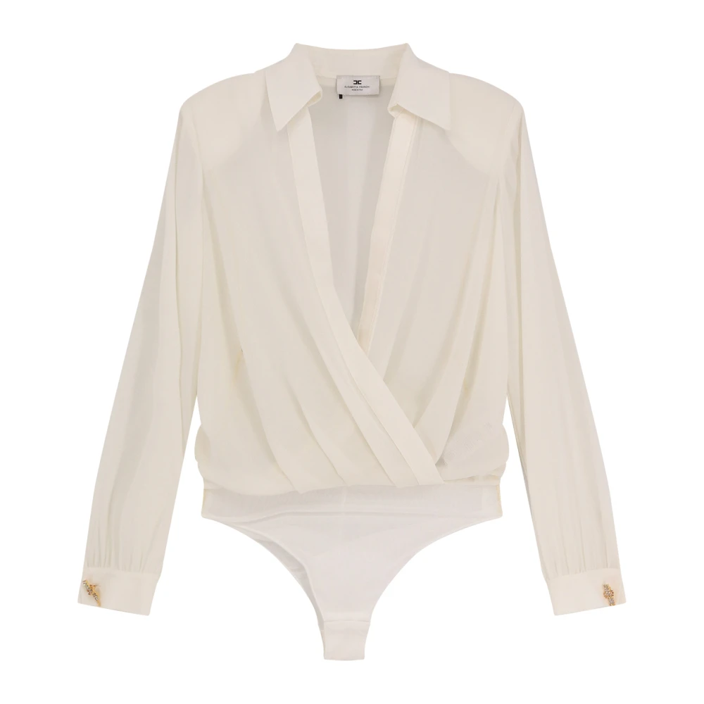 Elisabetta Franchi Elegante Schouder Gepolsterde Blouse White Dames