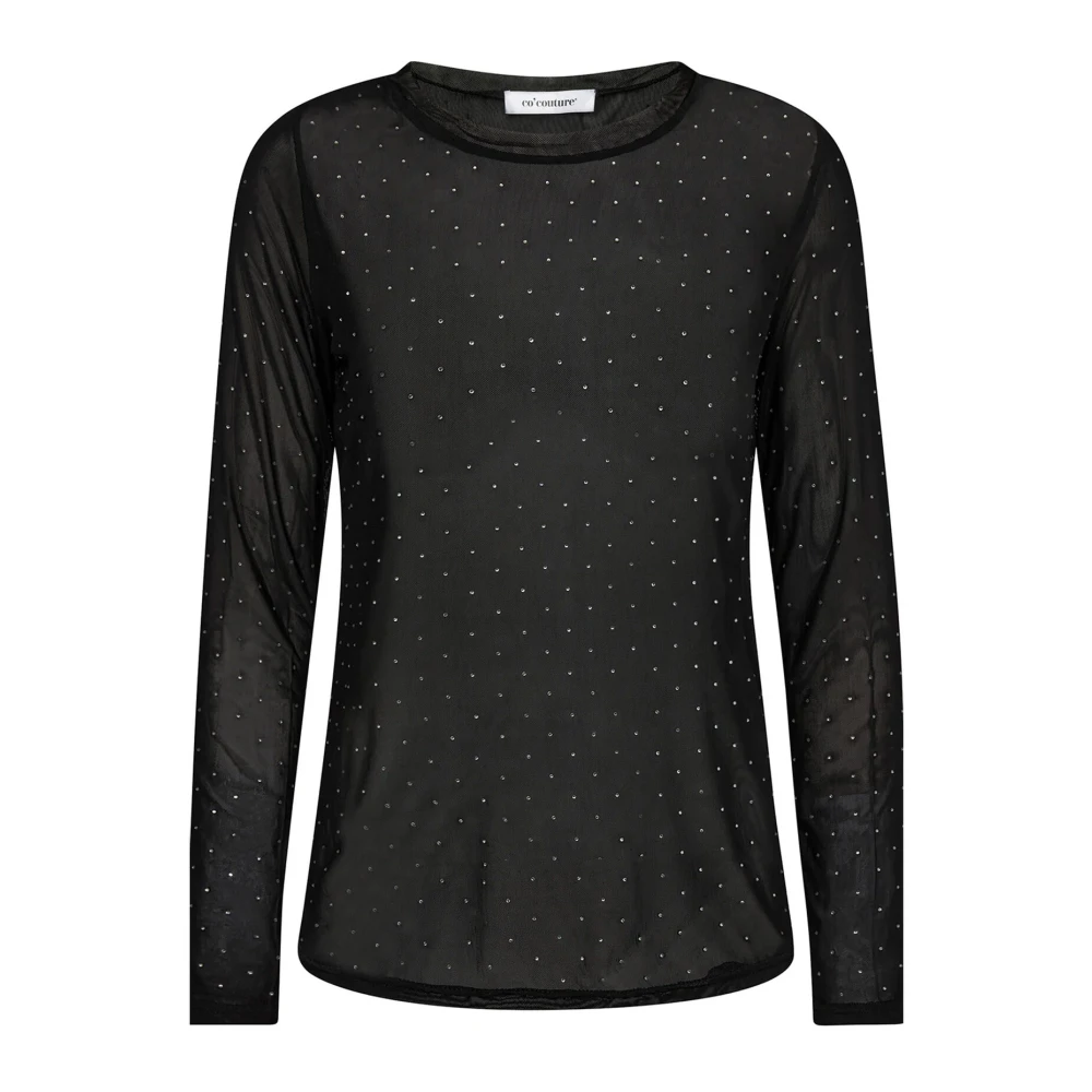 Co'Couture Kristal Mesh Blouse Top Black Dames