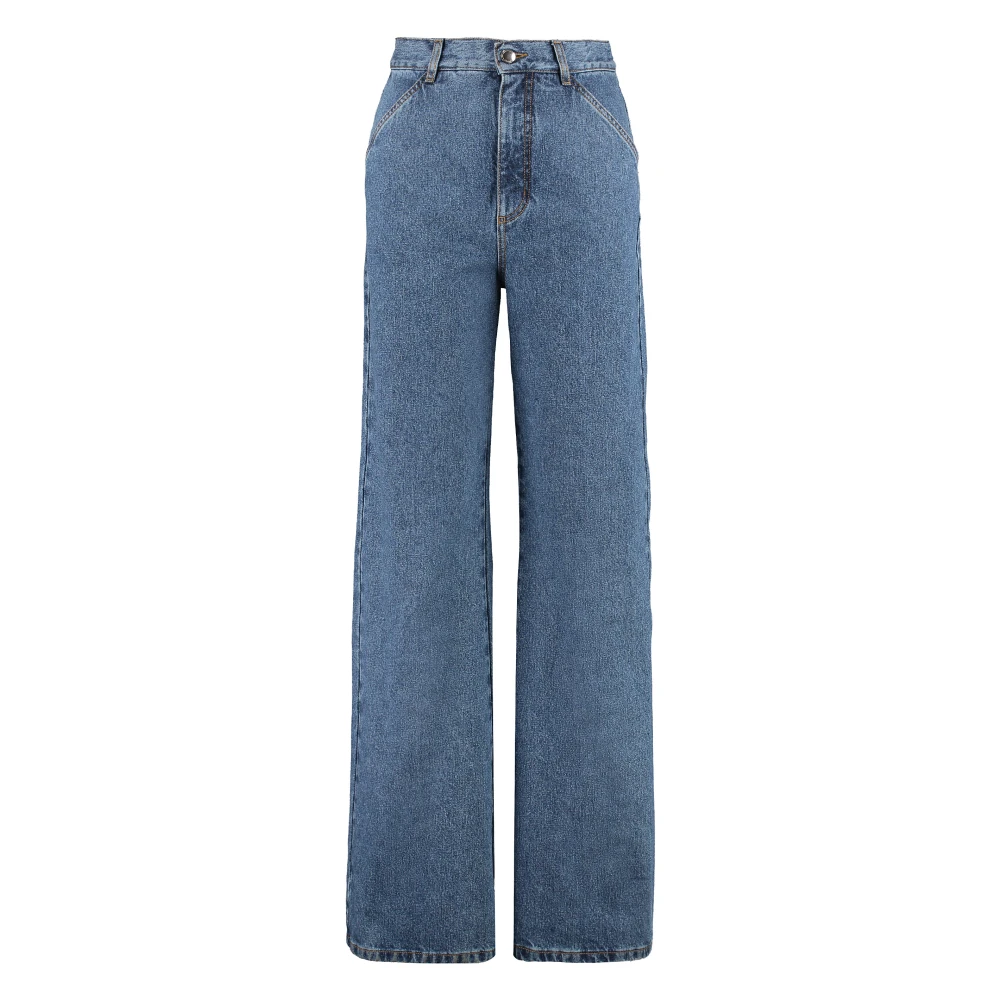 Chloé Wijde jeans met contraststiksels Blue Dames