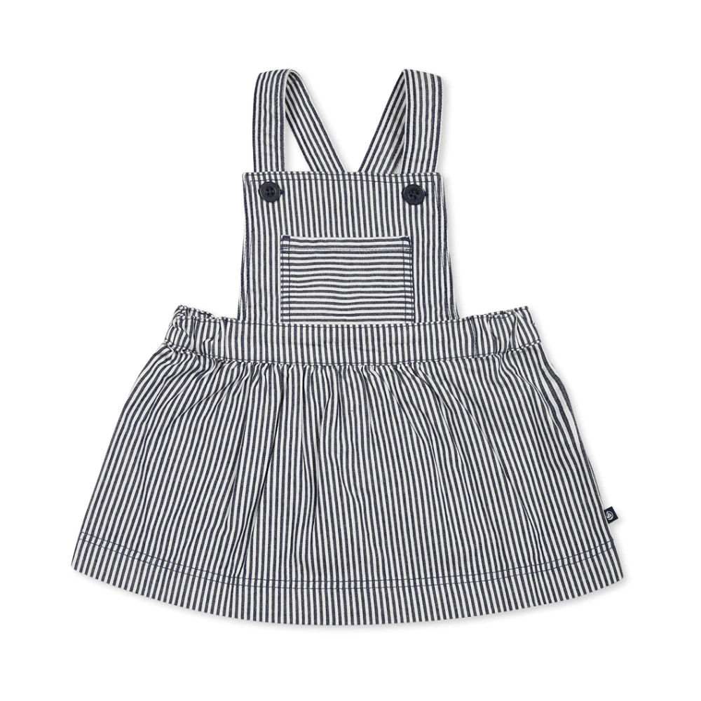 Petit Bateau Blårandig Bomulls Dungarees Overall Blue, Flicka