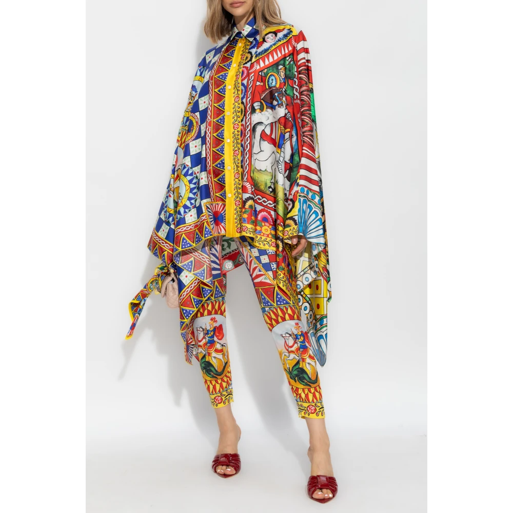 Dolce & Gabbana Zijden broek met Carretto-patroon Multicolor Dames