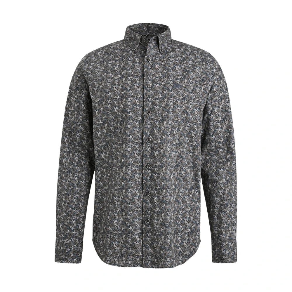 Vanguard Gedrukt lange mouw poplin overhemd Black Heren