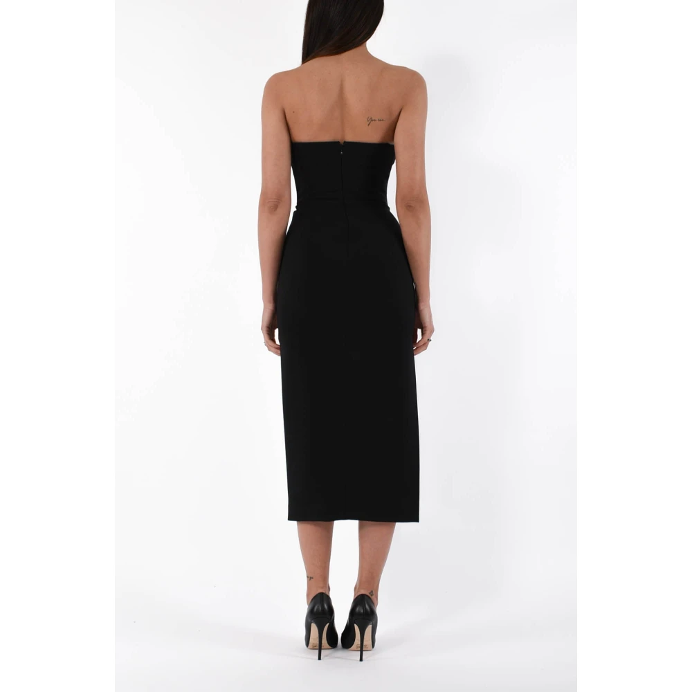 Elisabetta Franchi Midi jurk met grote strikdetail Black Dames