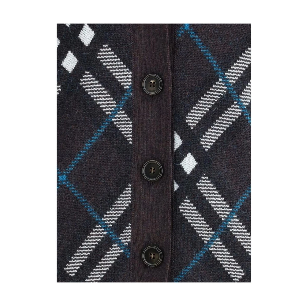 Burberry Wollen V-hals Vest met Zakken Brown Dames