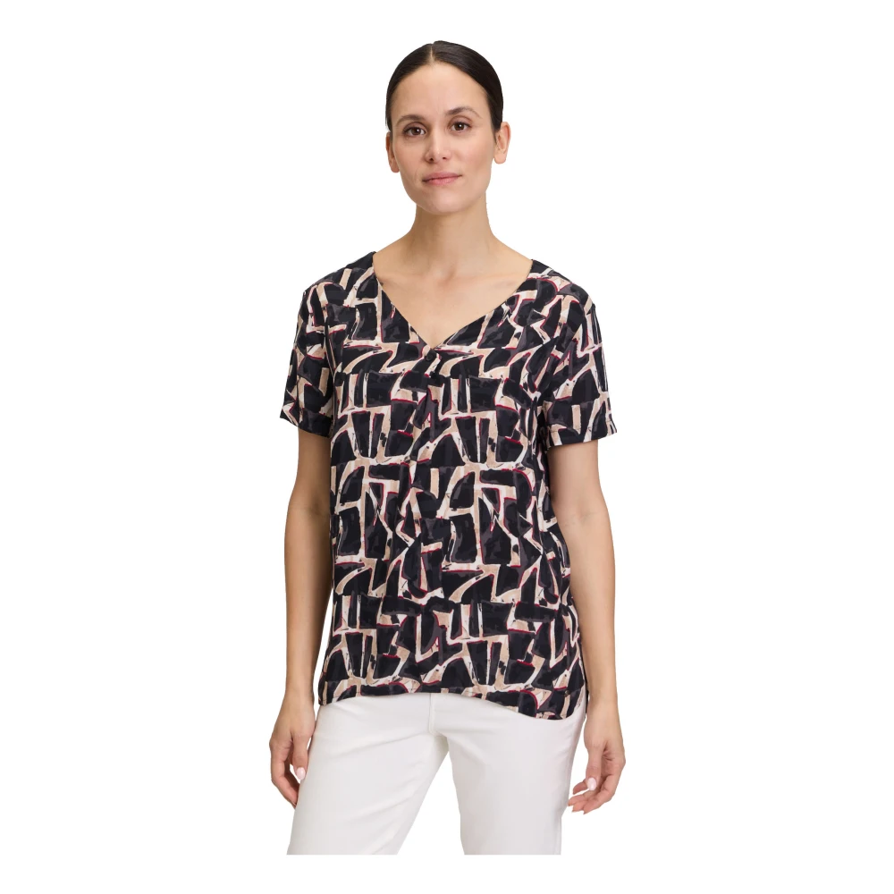 Betty & Co Grafische Print Blouse Brown Dames