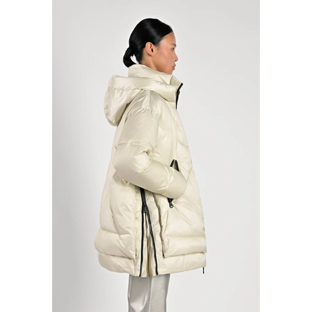 Canadian Classics Halflange gewatteerde jas met capuchon White Dames