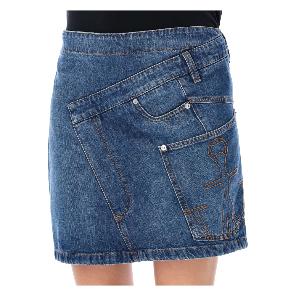 JW Anderson Lichtblauwe Twisted Mini Denim Rok Blue Dames
