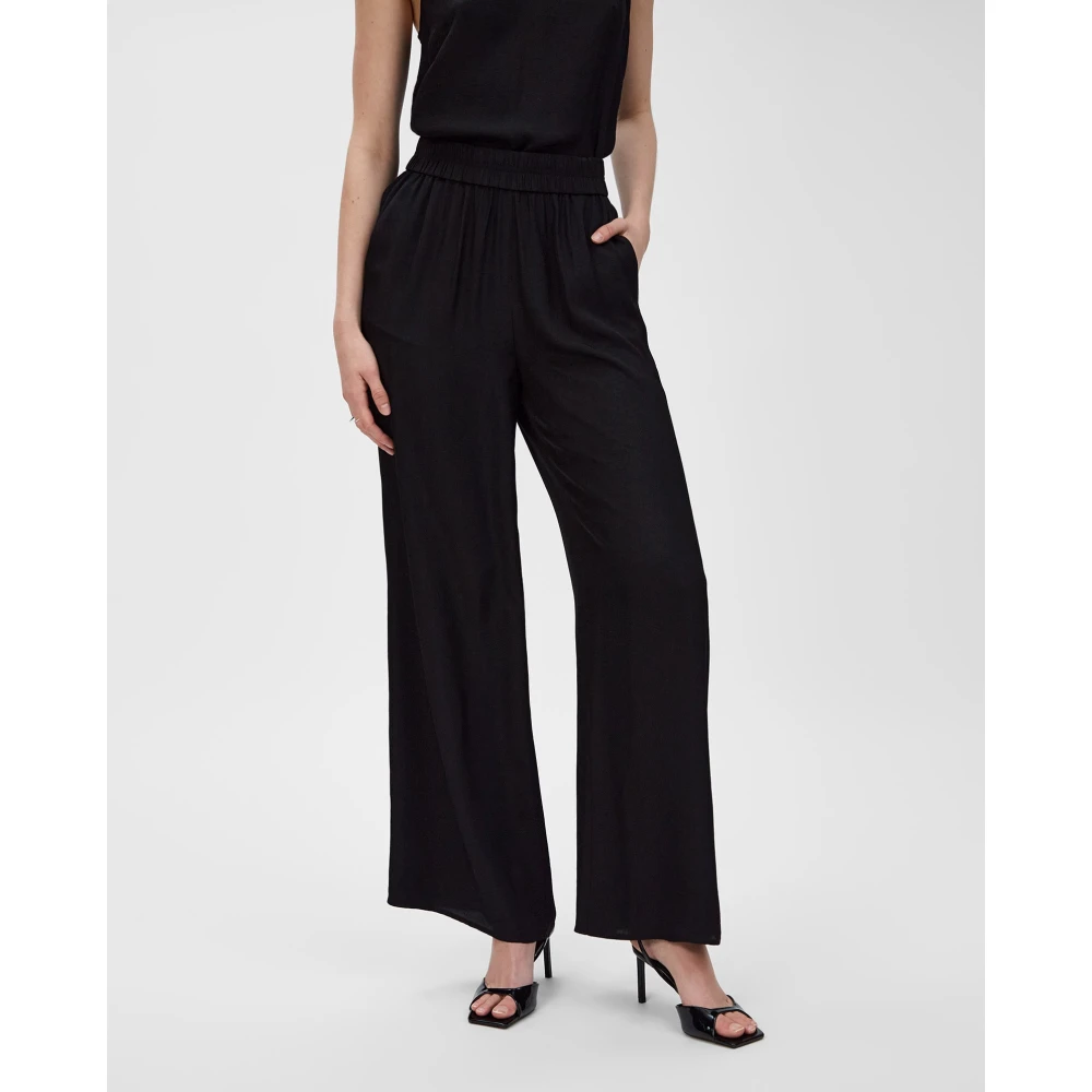IVY OAK Wijde Pijp Elastische Taille Broek Black Dames