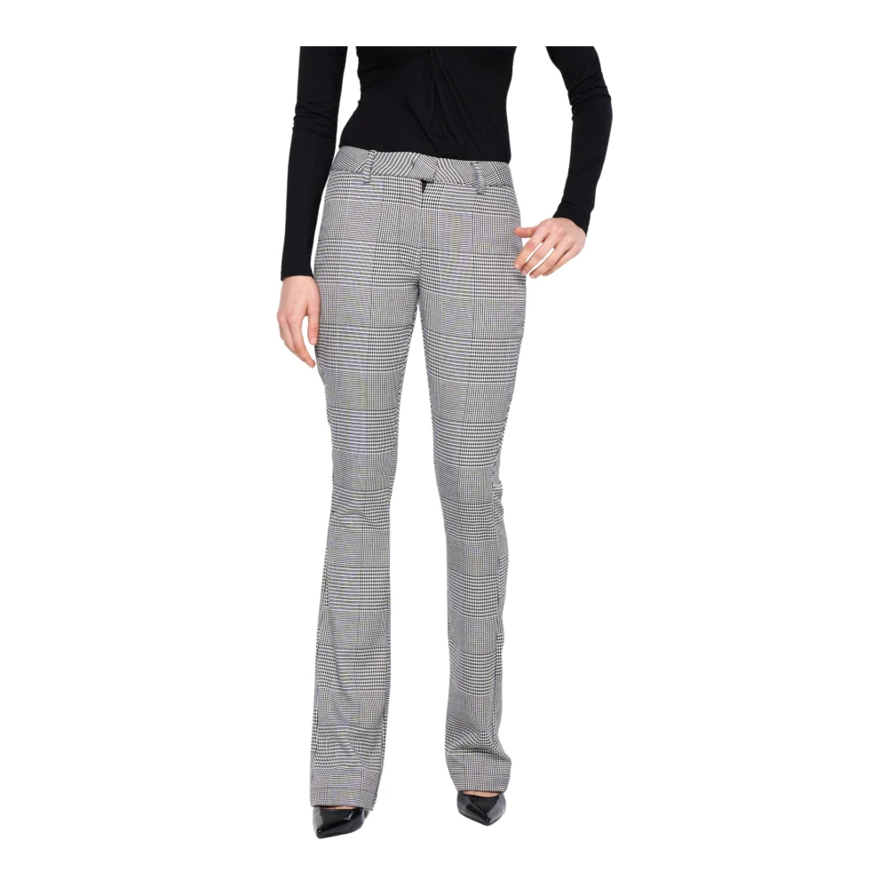 Silvian Heach Geruite flare broek met lage taille Gray Dames