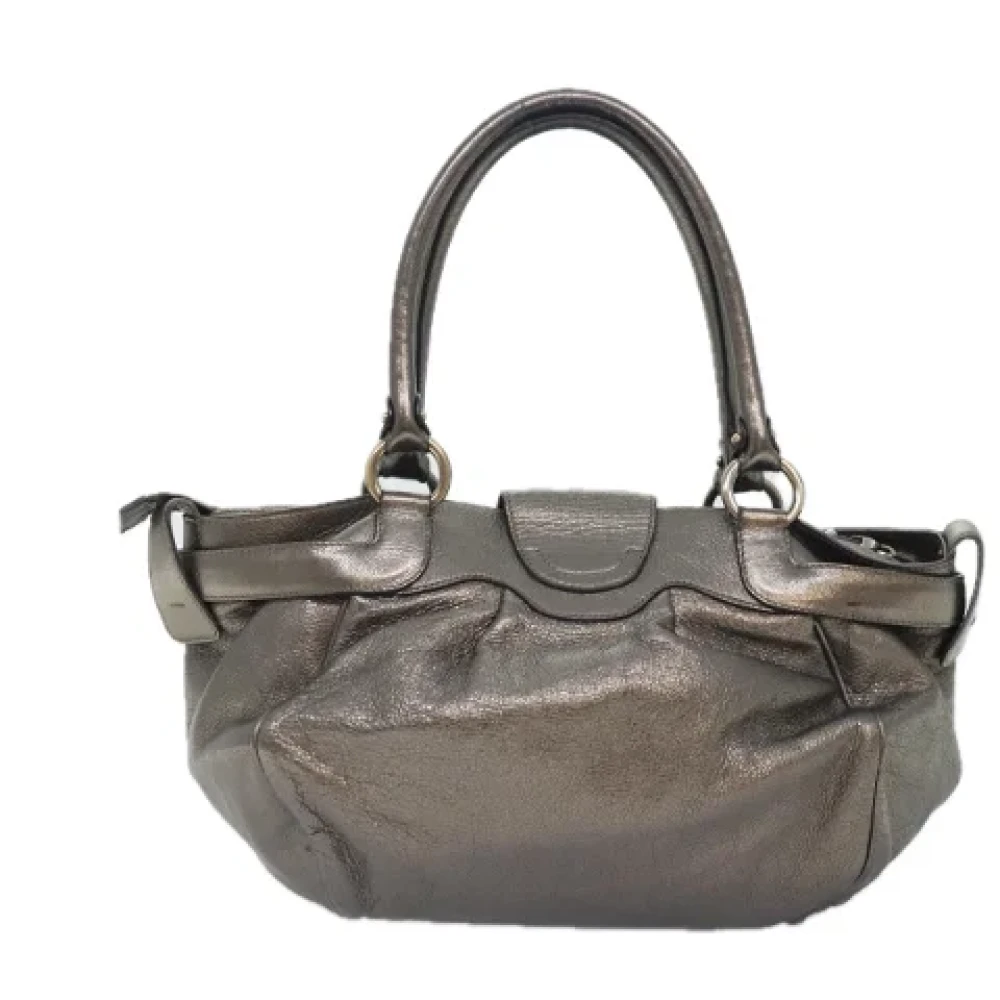 Salvatore Ferragamo Pre-owned Leather handbags Gray Dames