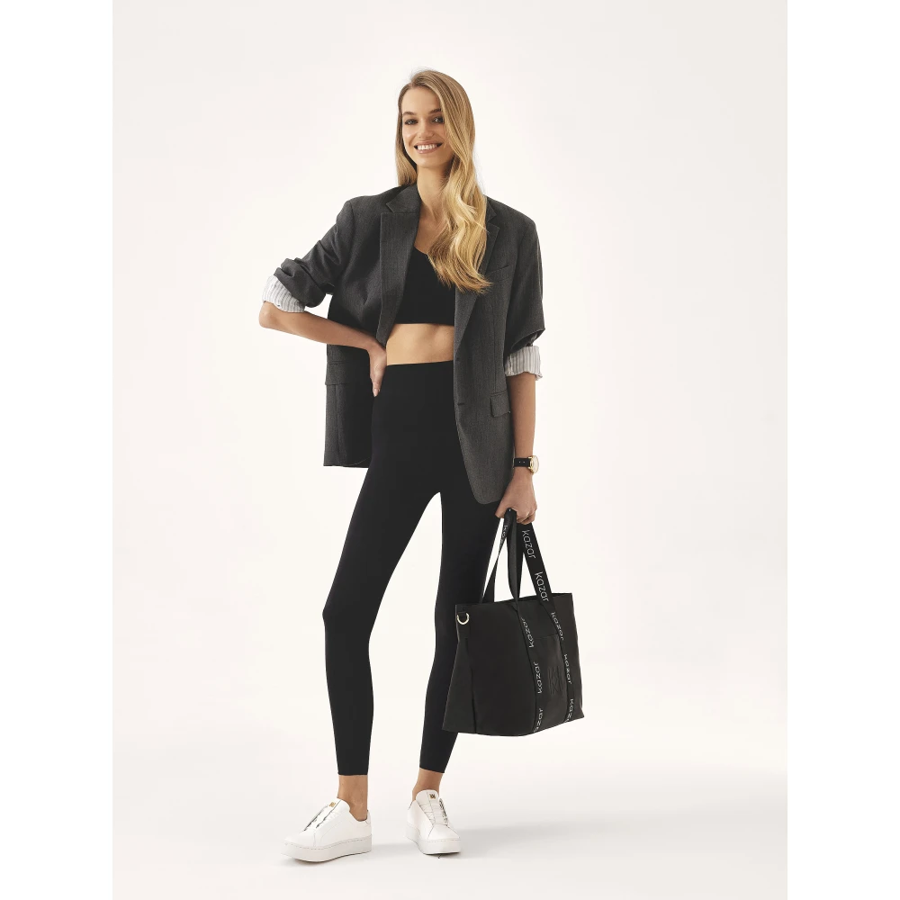 Kazar Textiel tote tas met logo riem Black Dames