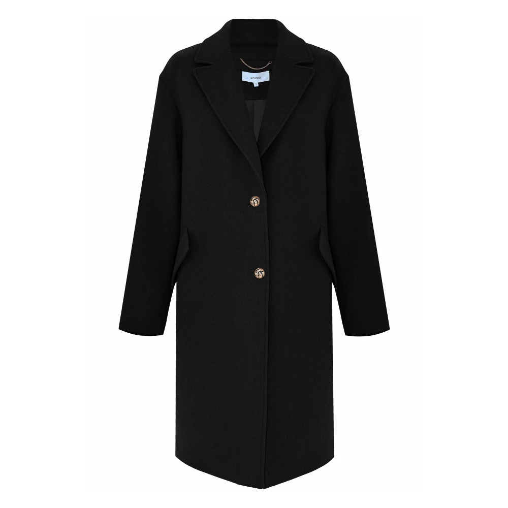 Kocca Donna Nero Cappotto Gioiellato Tre Quarti