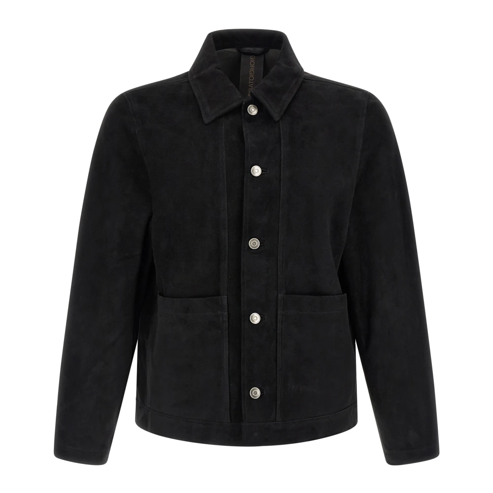 Giorgio Brato Men's Black Fiore Suede Jacket