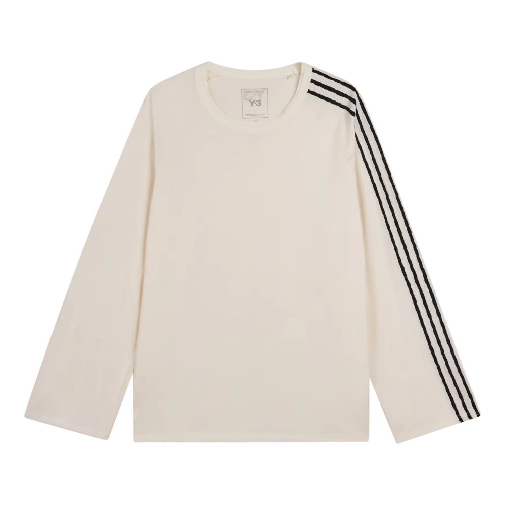 Y-3 Men's Beige Long Sleeve Training Tops, L, Re 3S Ls Tee