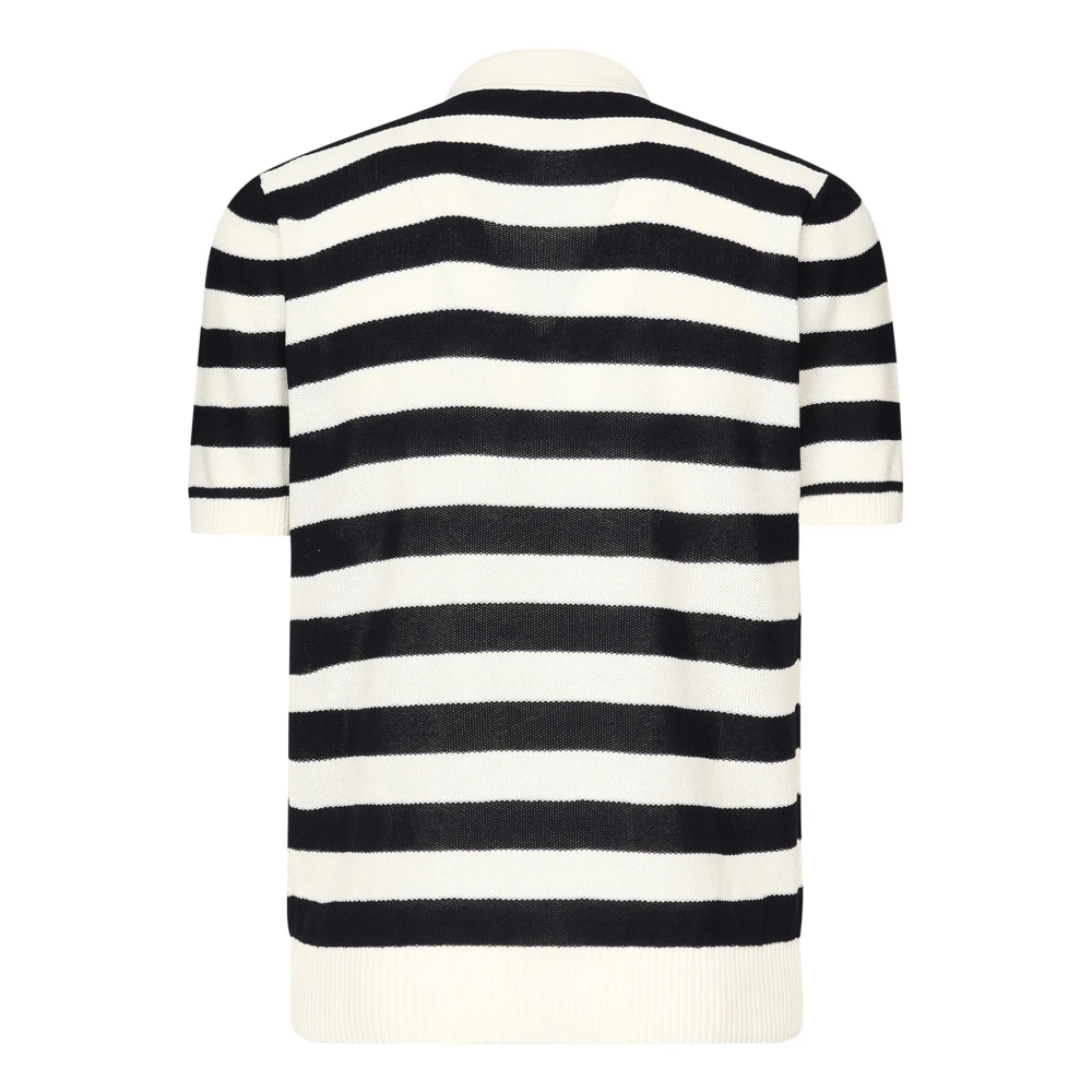 Eleventy Gestreept Poloshirt in Wit Blauw White Heren