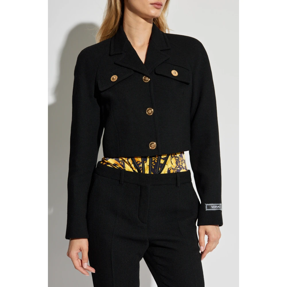 Versace Korte wollen jas Black Dames