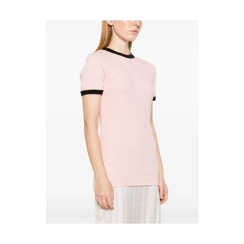 Marni Geribbelde Jersey Crew Neck T-shirt Pink Dames