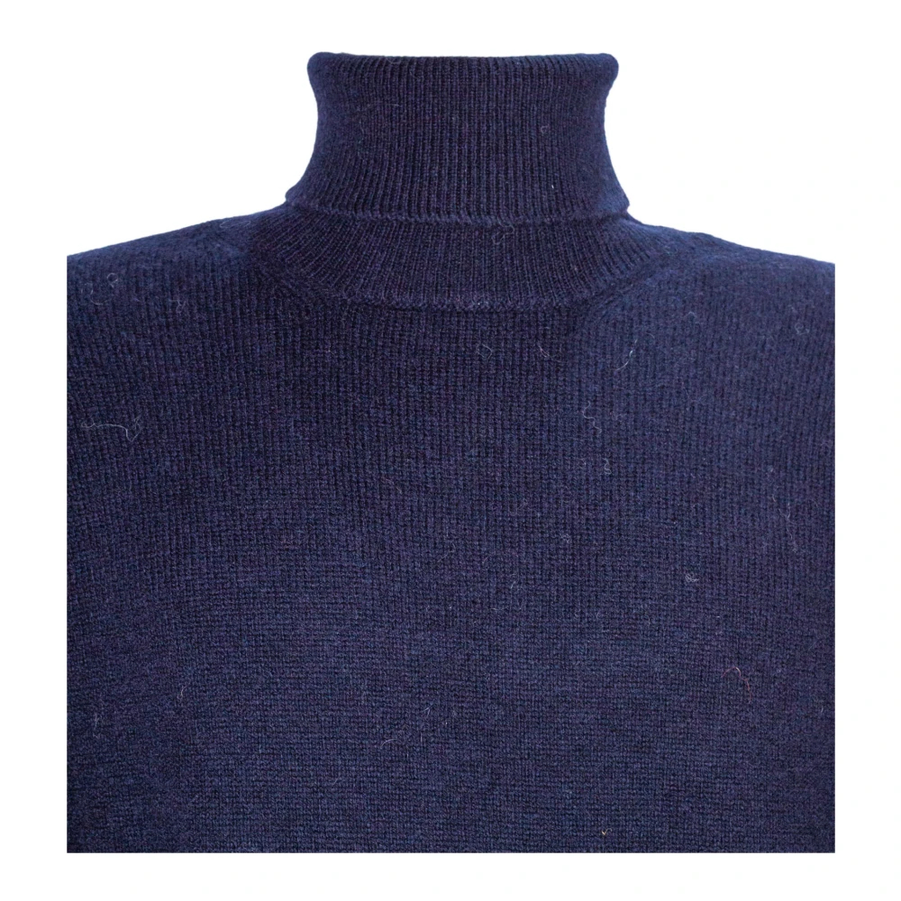 Amaránto Blauwe Wol Kasjmier Trui Hoge Hals Blue Heren