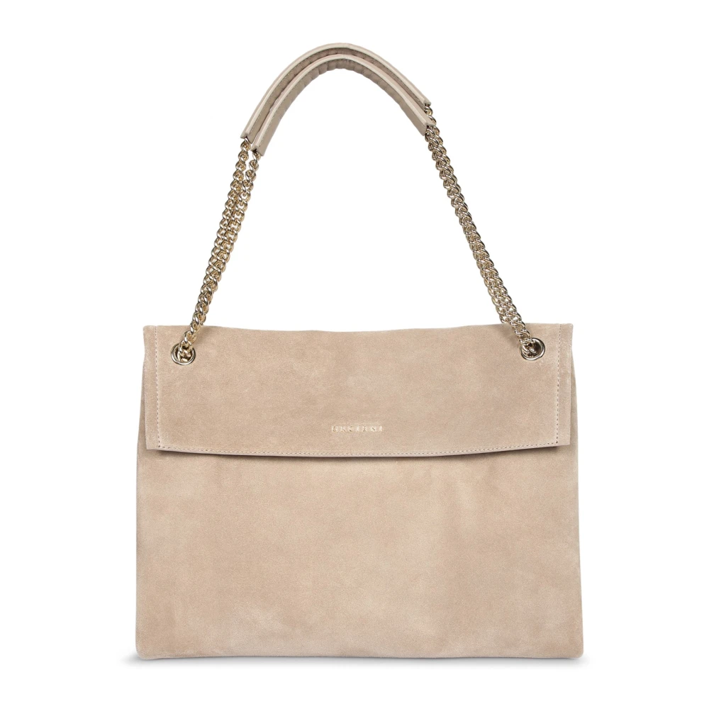 Orciani Kvinno Beige Väskor Dam, One Size, Läder, Väska I Mockaläder. Guldfärgad Metall