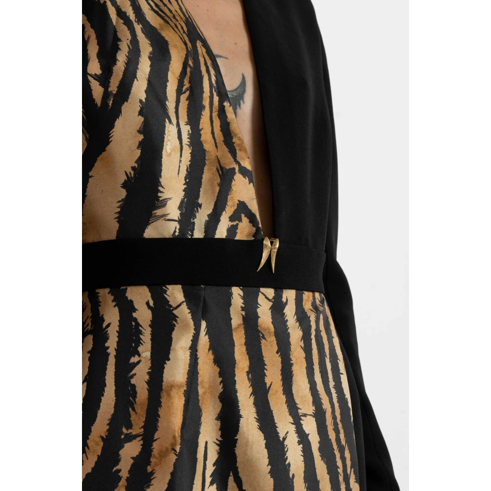 Roberto Cavalli Zijden Mini Jurk Beige Dames