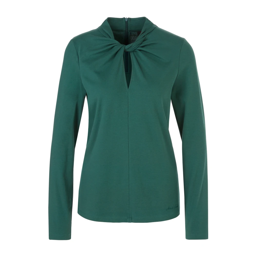 Marc Cain T-shirt met knoopsluiting en rits achteraan Green Dames