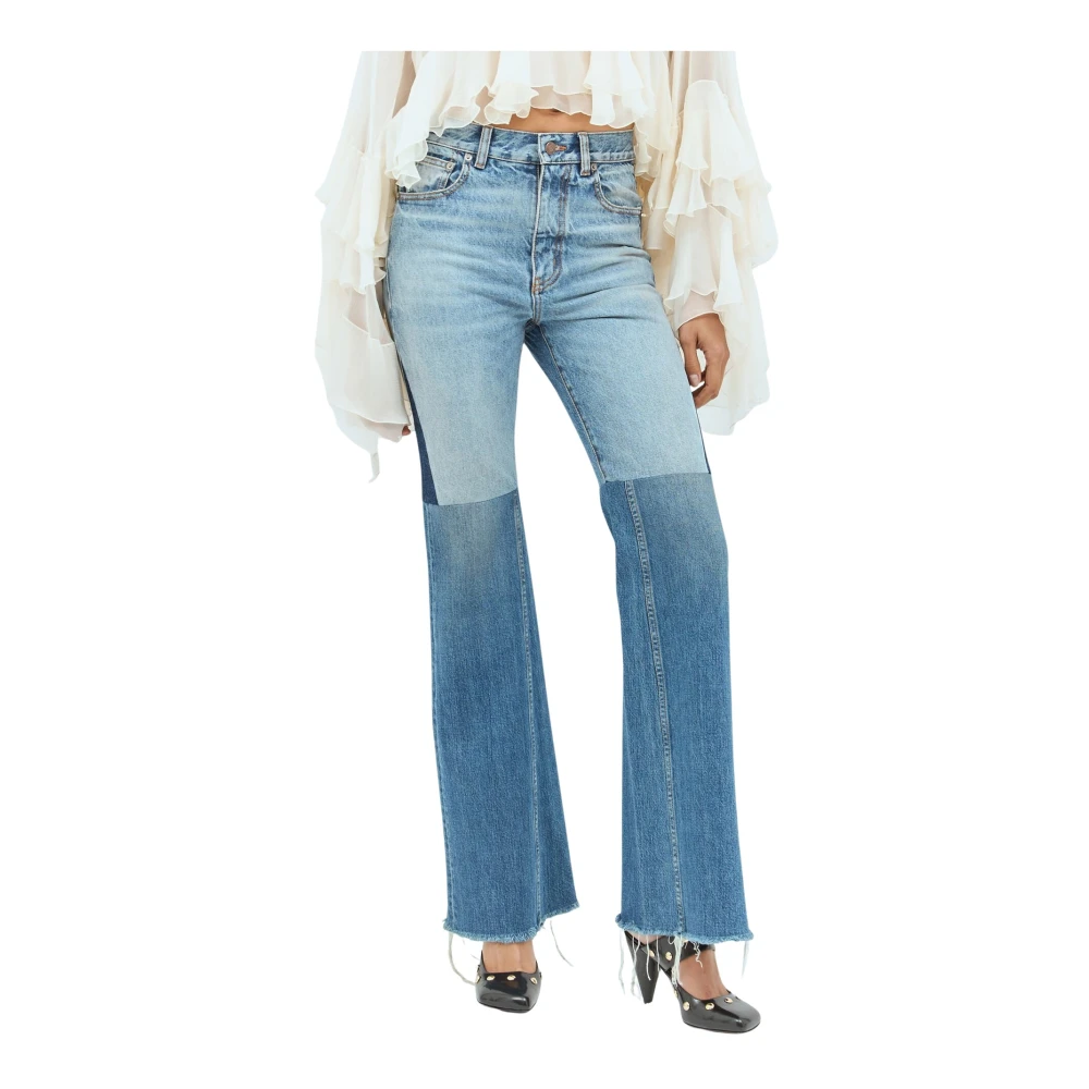 Chloé Blue Tri-Colour Flared Patchwork Jeans - Female - Flare Jeans - W26 - Jeans