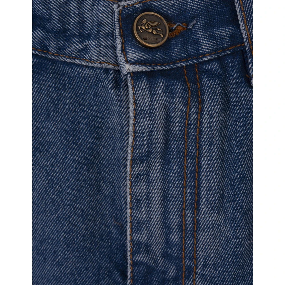 ETRO Blauwe Denim Shorts met Contraststiksels Blue Dames