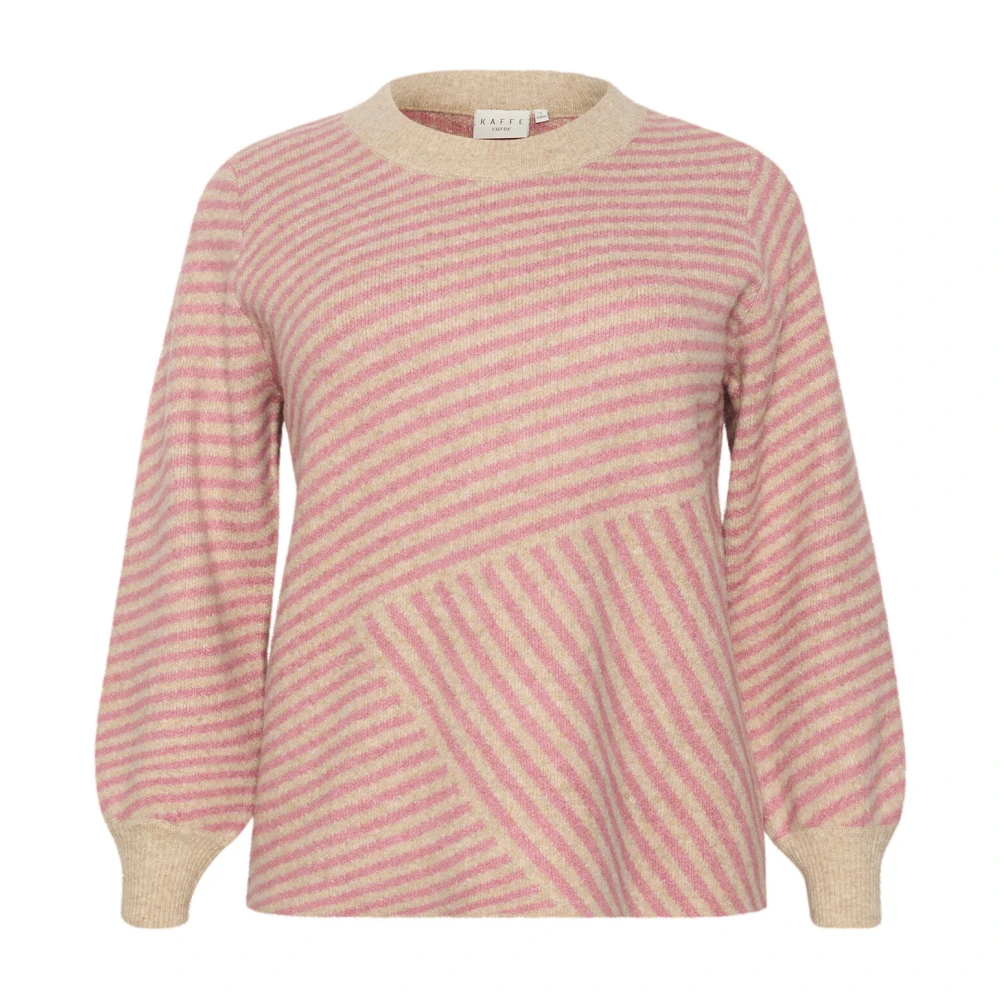 Kaffe Curve Veergrijs Mel. Roze Gebreide Trui Pink Dames