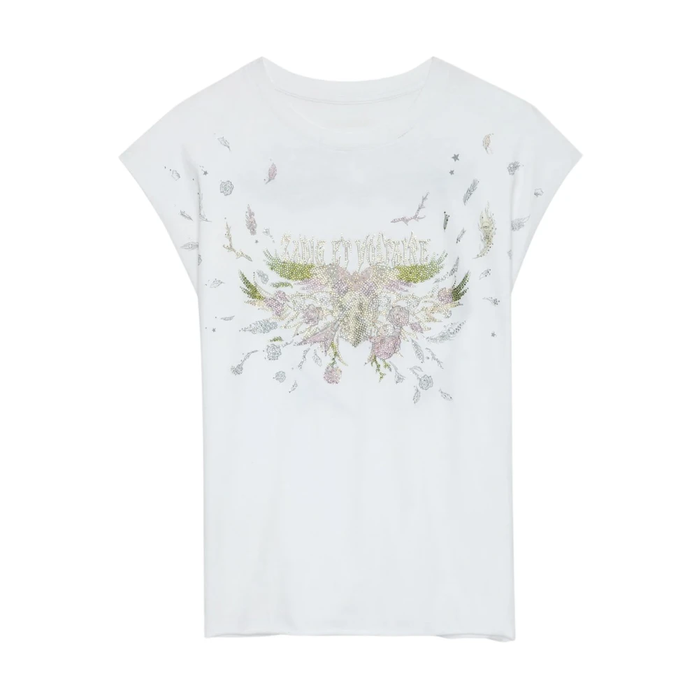 Zadig & Voltaire Concert Strass Mouwloos T-shirt Wit Marine White Dames