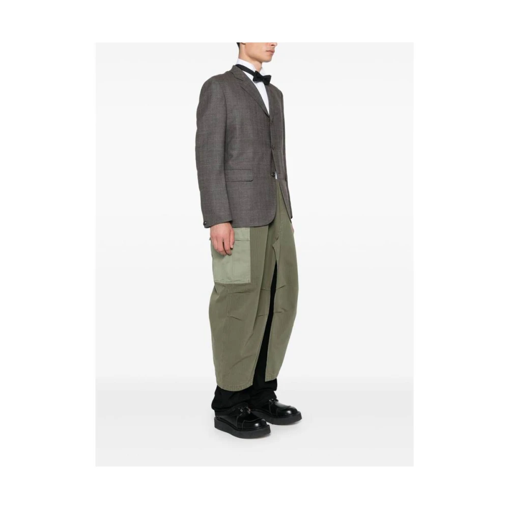 Junya Watanabe Geruite Wol Jas met Panelen Multicolor Heren