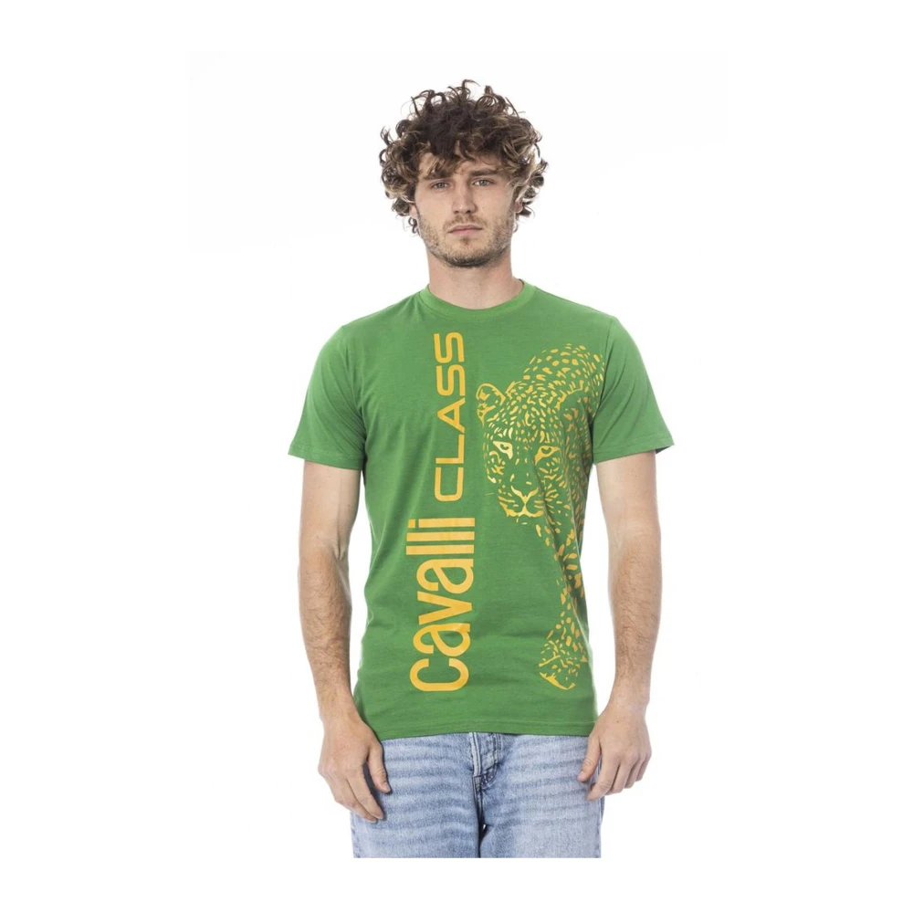 Cavalli Class Groene Katoenen Crew Neck T-shirt Green Heren