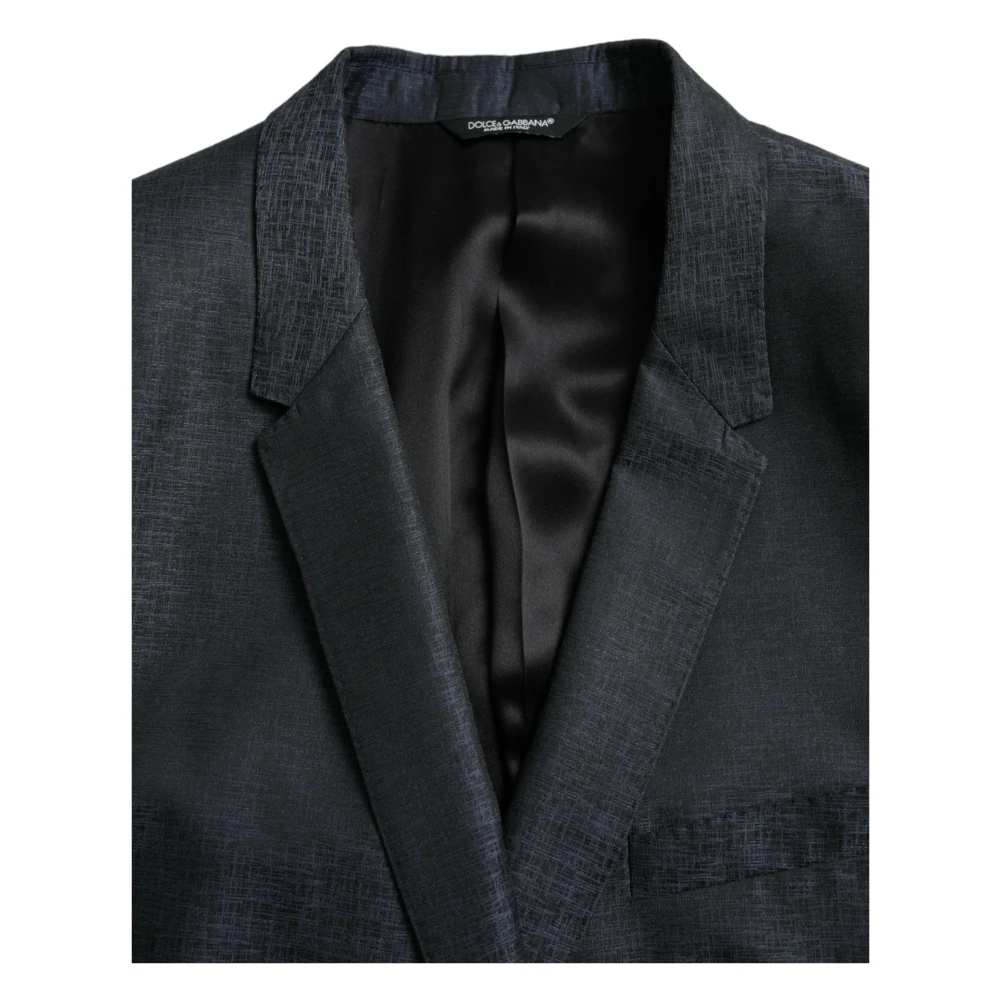 Dolce & Gabbana Blauwe Wollen Jas Gold Single-Breasted Blazer Blue Heren