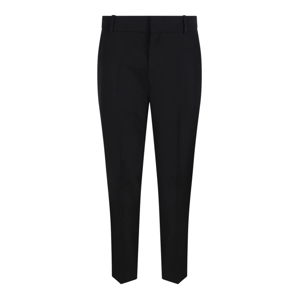 Balmain Herr Svart Byxor M, Bomull, Rakbenta Skräddade Yllebyxor