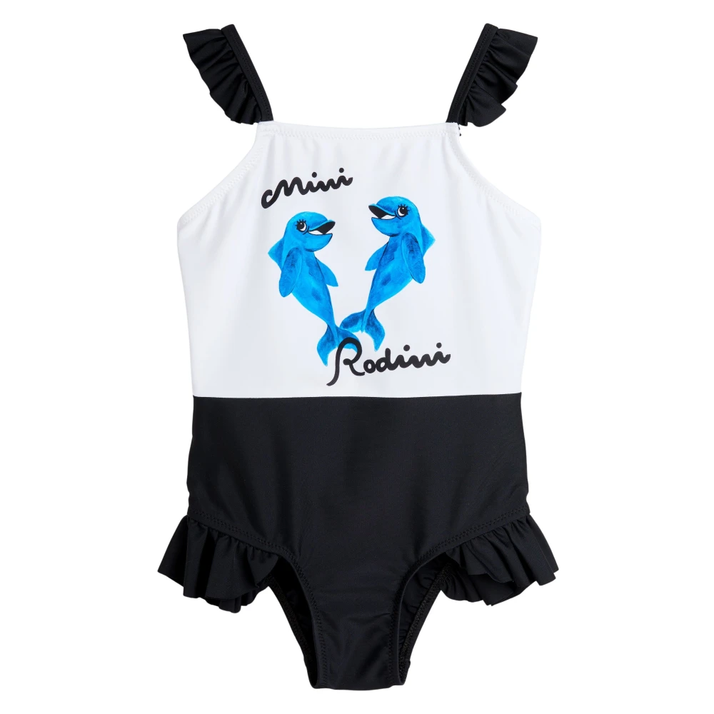 Mini Rodini Girls Multicolor Dolphins Frill Swimsuit Multicolour - Kids Swimsuits - 18 M - Kids