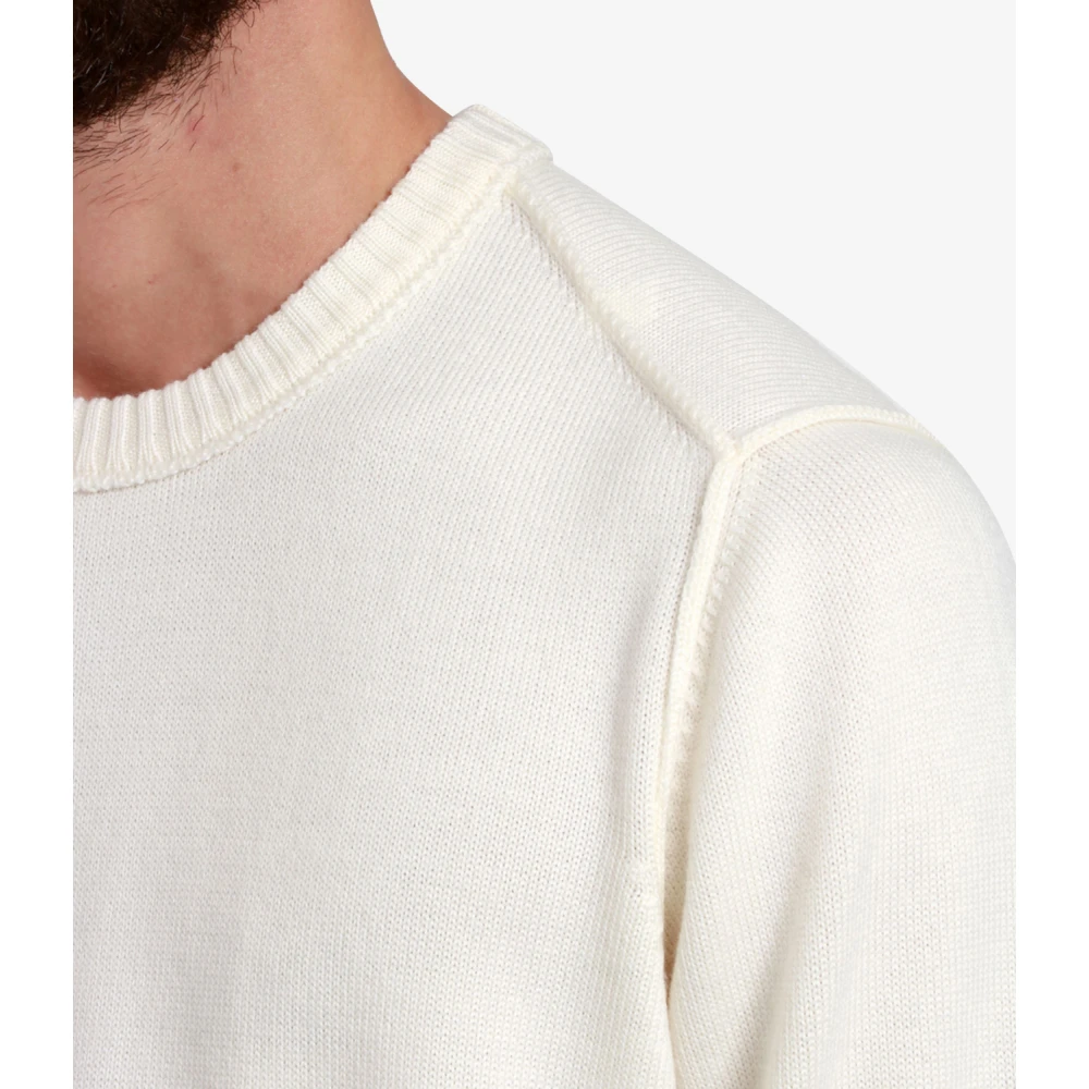 Gran Sasso Wol Ribgebreide Crew Neck Sweater Beige Heren