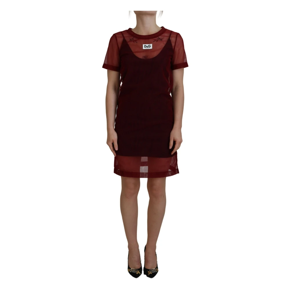 Dolce & Gabbana Brown Short Dresses, Female, S, Maroon Mini Shift Dress - Italian Elegance