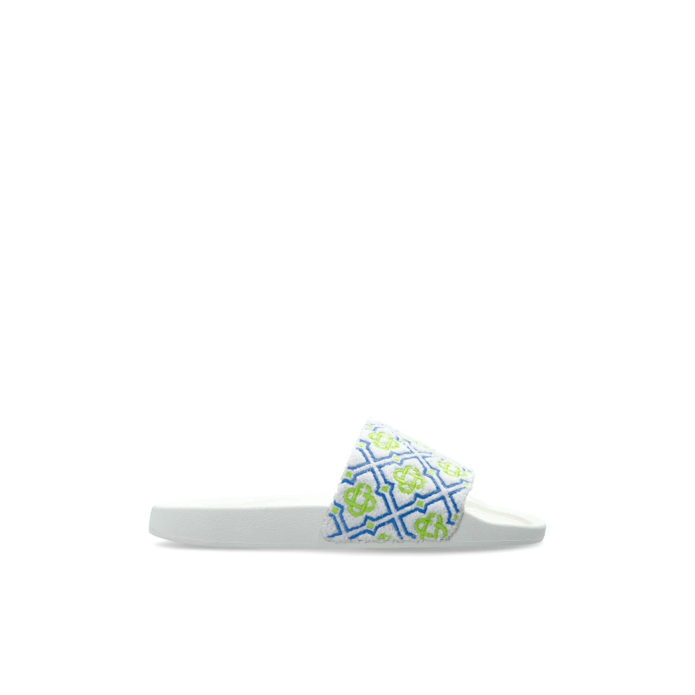 Casablanca Women's White Monogram Pool Slides - Sliders - 7 Uk - Shoes