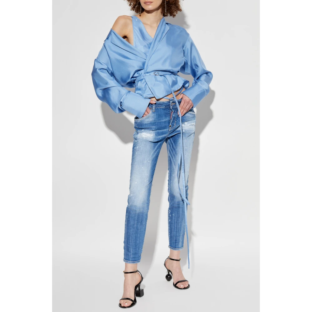 Dsquared2 Zijden top Blue Dames