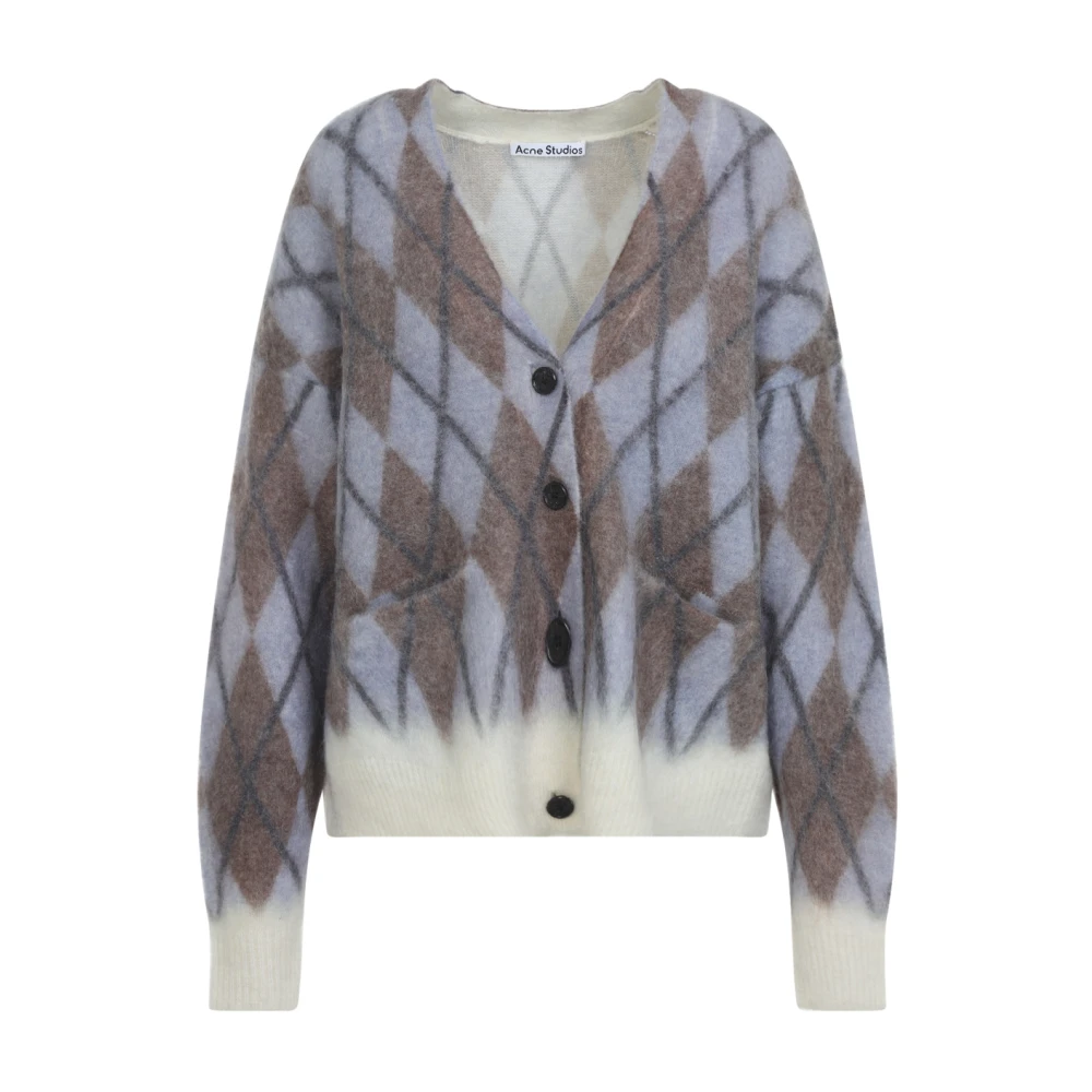 Acne Studios Women's Multicolor Cardigans, M, Mohair Argyle Cardigan